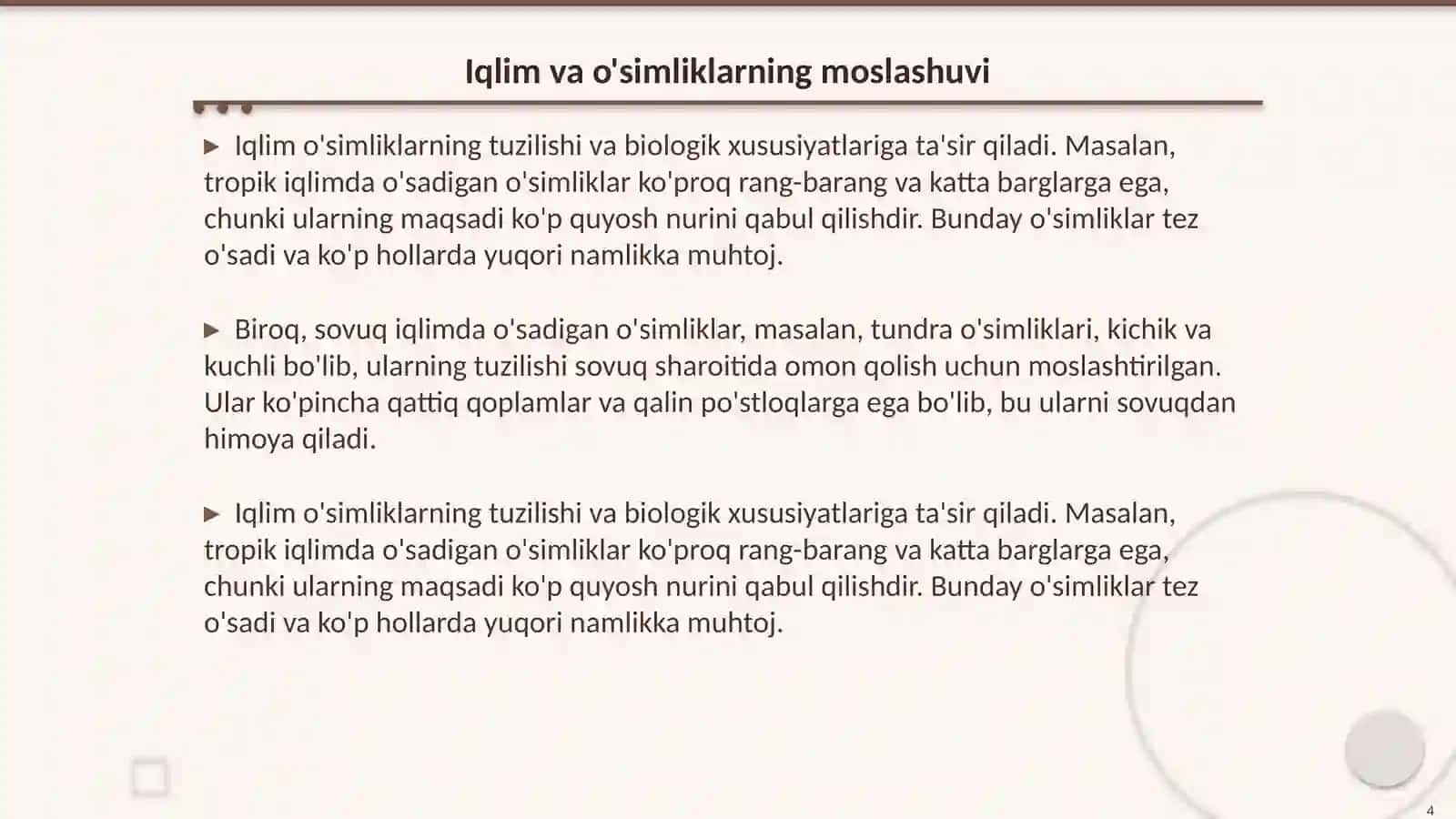 Tabiiy muhit va o'simlik tuzilishi 4