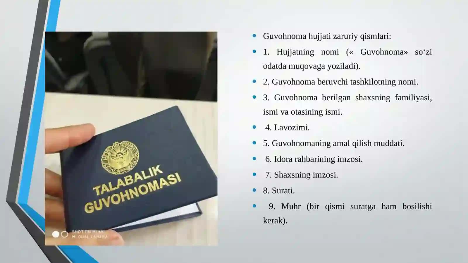 Guvohnoma va uning zaruriy qismlari 4