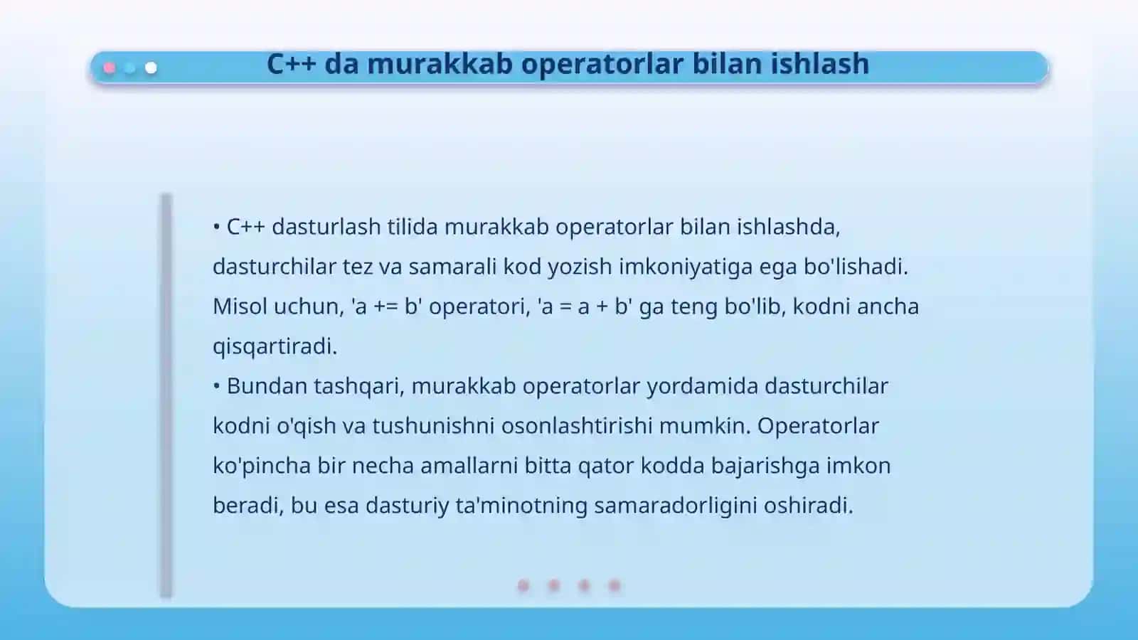 C++ tilida murakkab operatorlar 4