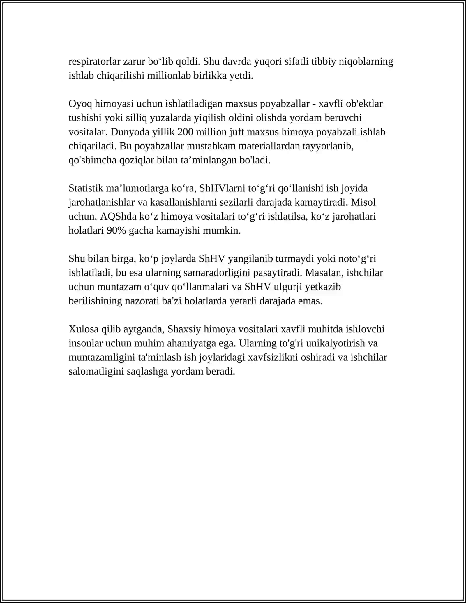 SHAXSIY HIMOYA QILISH VOSITLARINI TANLASH VA BUYURTMA BERISH 4
