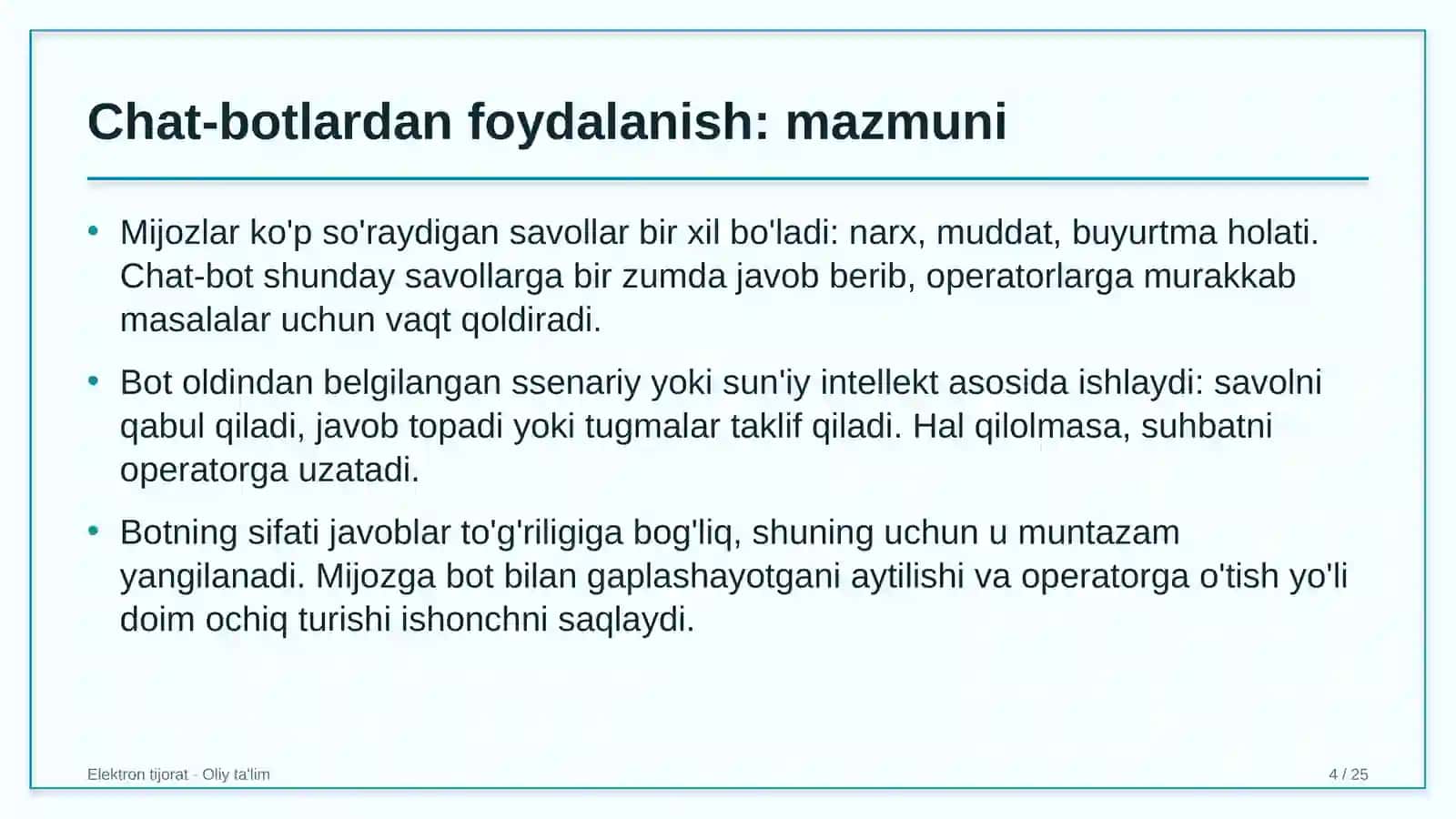 Elektromobillarni quvvatlash stansiyalarida chat-botlardan foydalanish 4