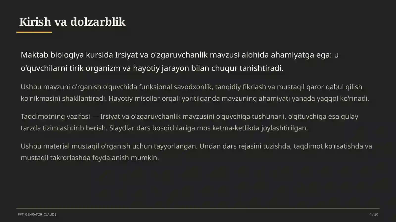 Biologiya (5–11) — mustaqil o'rganish uchun 4