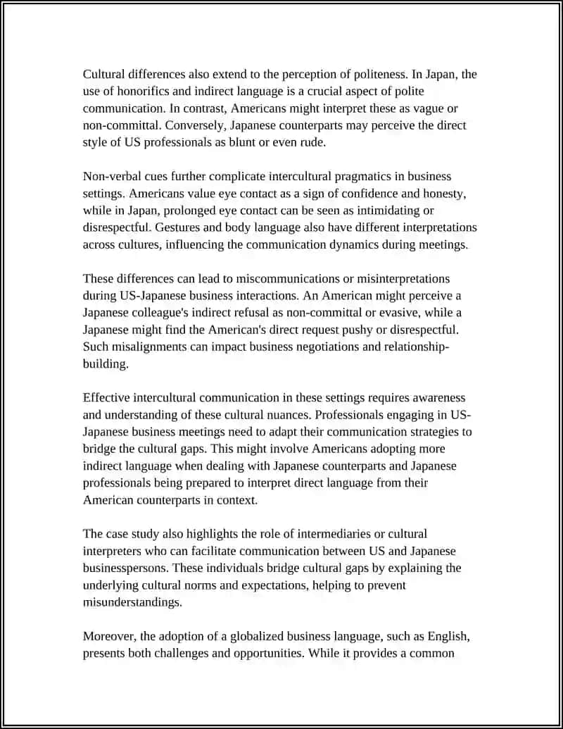 INTERCULTURAL PRAGMATICS CASE STUDY 4