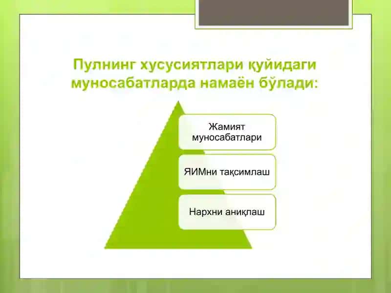 «Пулнинг пайдо бўлиши, зарурлиги ва функциялари 4