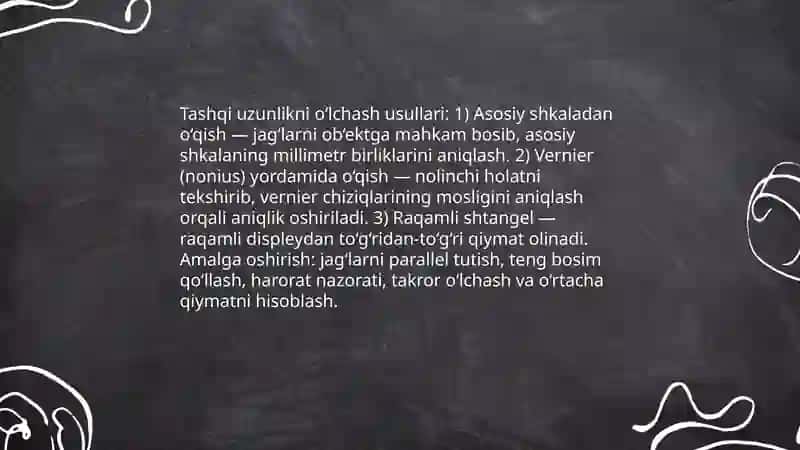 Shtangel sirkul yordamida detal uzunligini oʻlchash 4