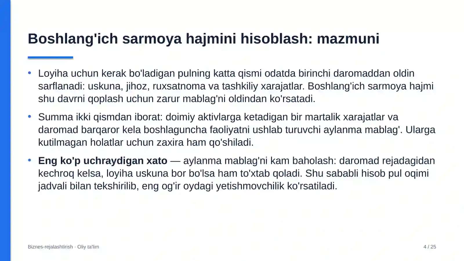 sport jurnalistikasida boshlang'ich sarmoya hajmini hisoblash 6827 4
