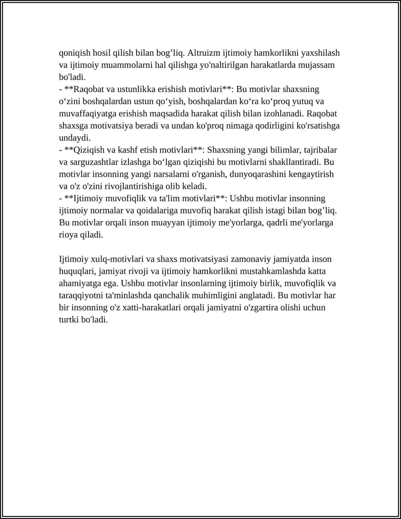 IJTIMOIY XULQ-MOTIVLARI VA SHAXS MOTIVATSIYASI 4