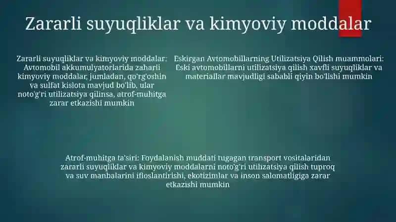 Eskirgan Avtomobilning Utilizatsiya Qilish Muammolari 4