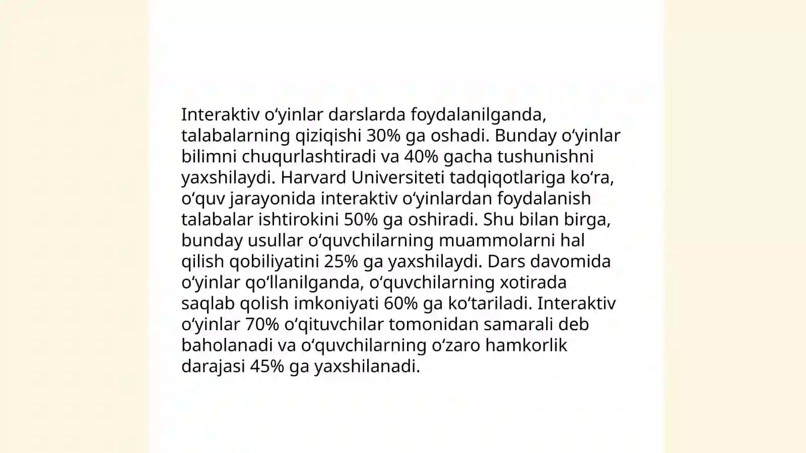Oʻyin texnologiyalarining taʼlim jarayoniga taʼsiri 4
