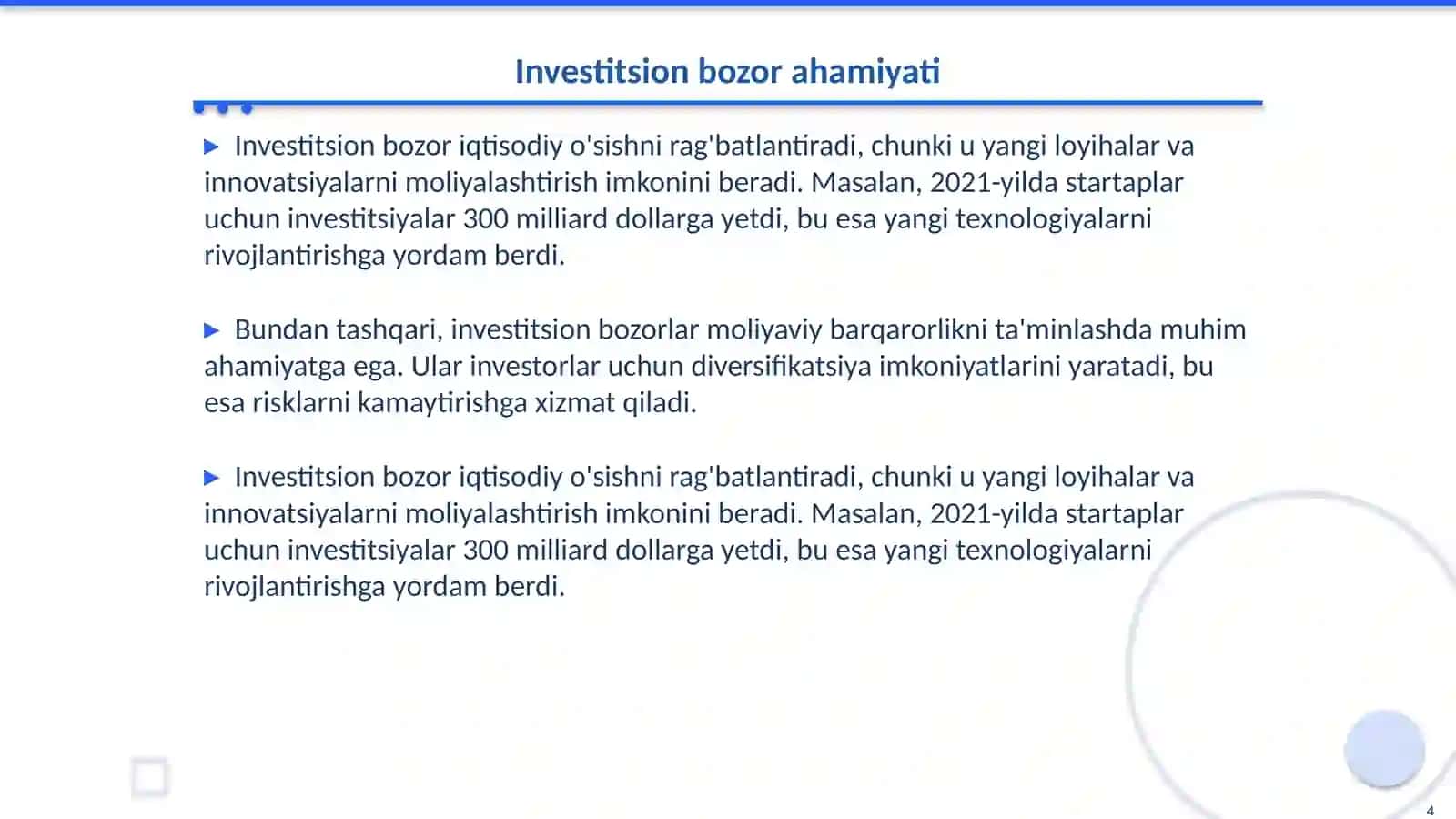 Investitsion bozorning tarkibi va tuzilishi 4
