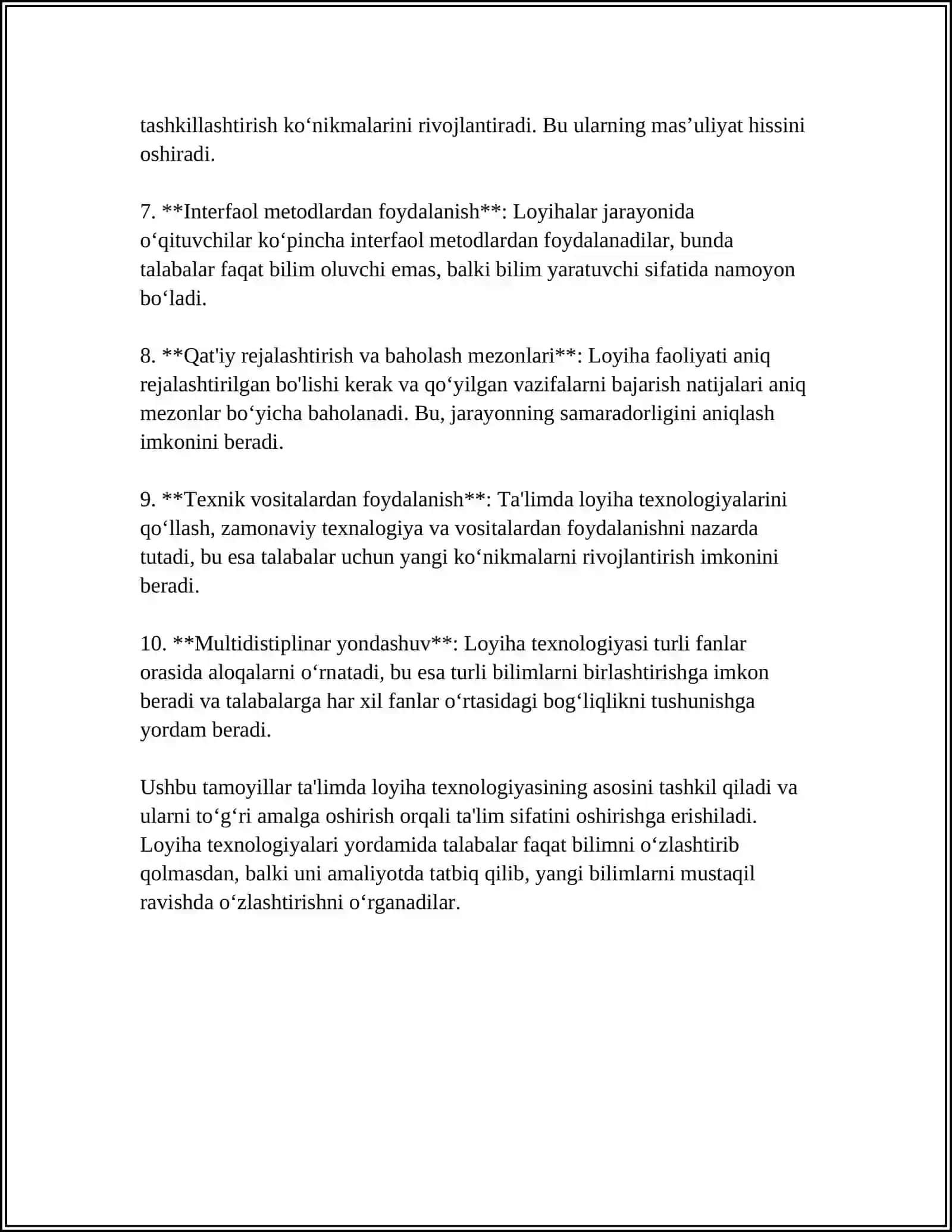 TALIMNING LOYIHA TEXNOLOGIYASI 4