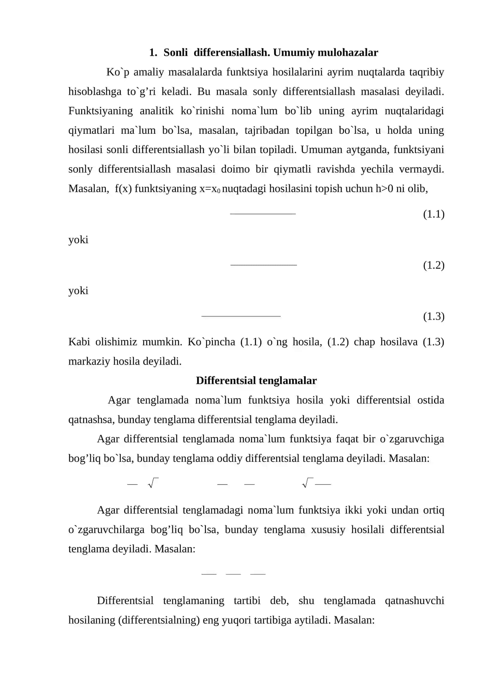 Oddiy differensial tenglamalar uchun Koshi masalasini taqribiy yechish 4