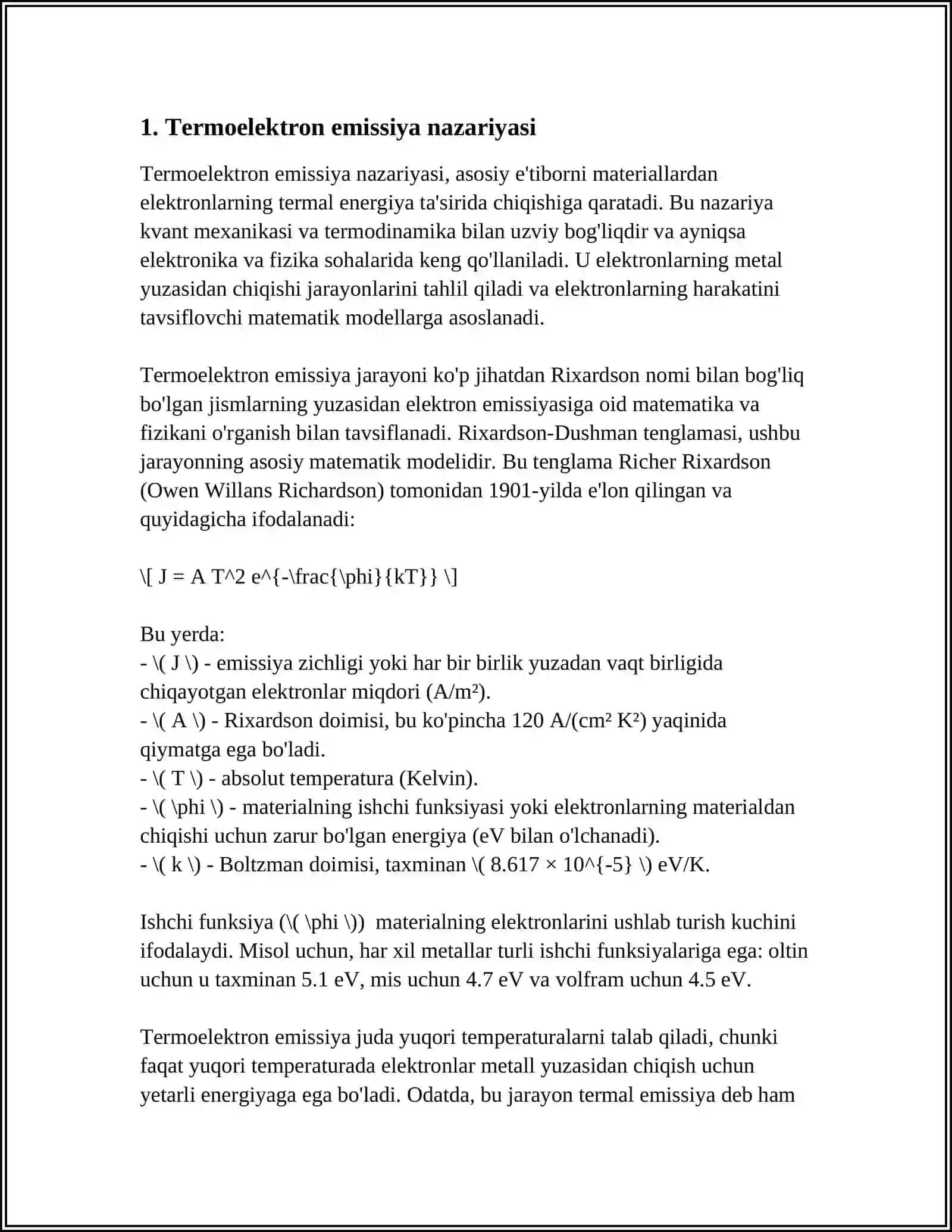 YARIMO'TKAZGICHLI KATODDAN TERMOELAKTRON EMISSYA 4