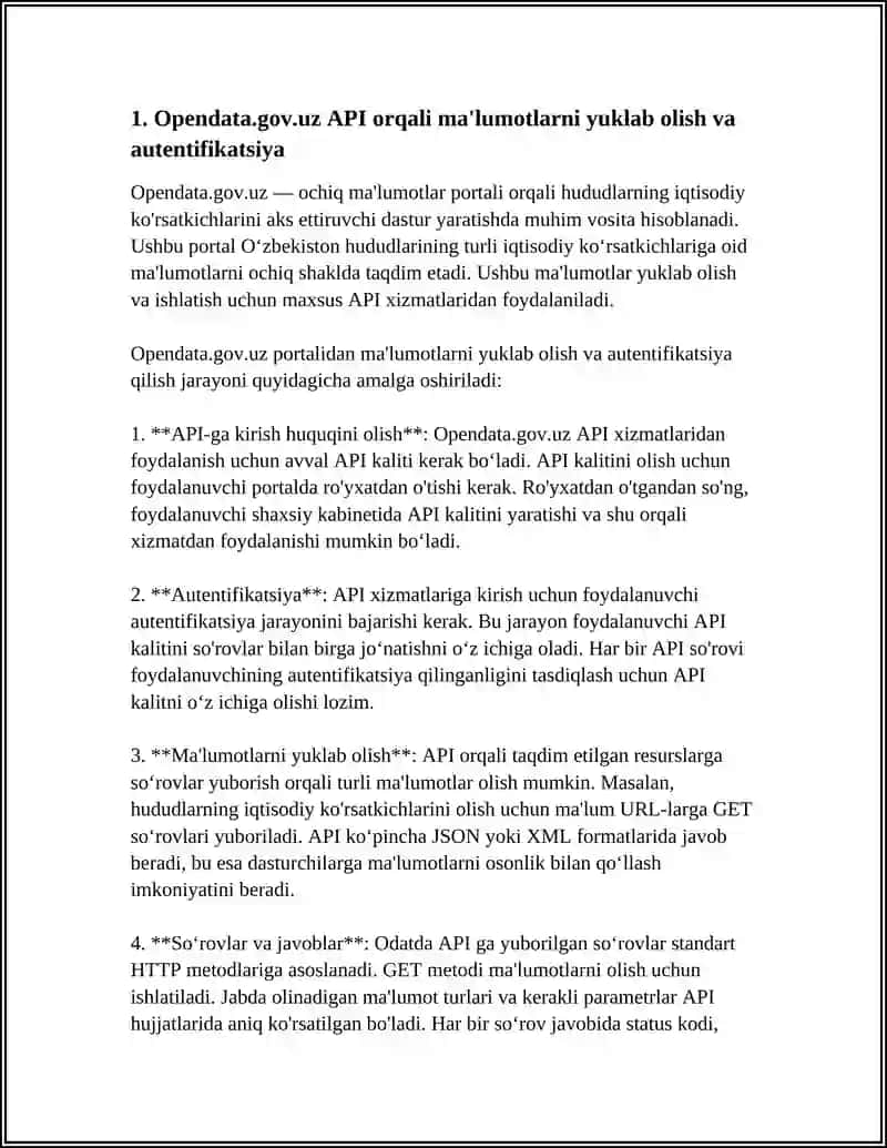 Opendata.gov.uz API Creation 4