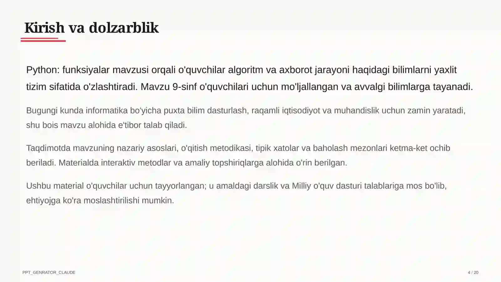 Python: funksiyalar (9-sinf) 4
