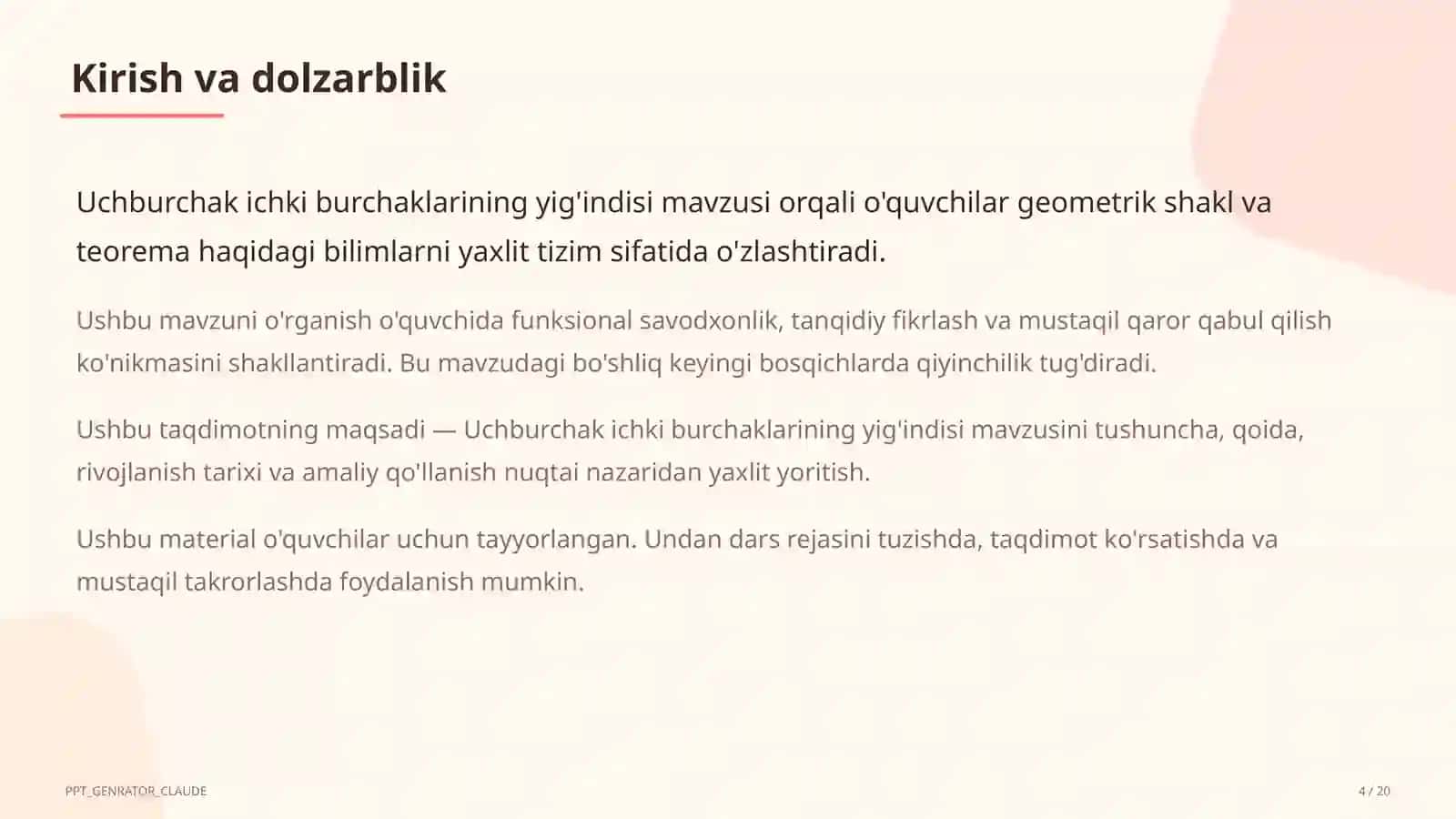 Uchburchak ichki burchaklarining yig'indisi (7-sinf) 4