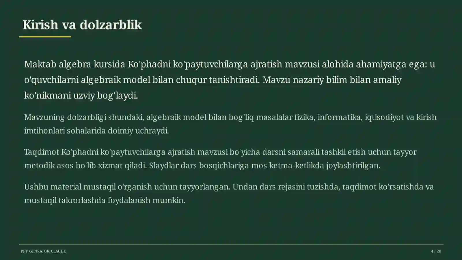 Ko'phadni ko'paytuvchilarga ajratish (7-sinf) 4