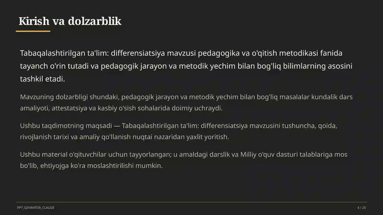 Tabaqalashtirilgan ta'lim: differensiatsiya 4