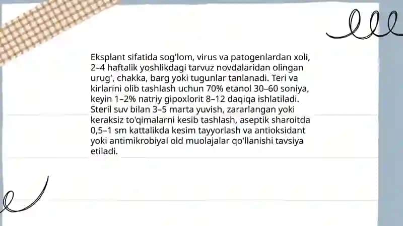 TARVUZ O'SIMLIGINI MIKROKLONAL KO'PAYTIRISH 4