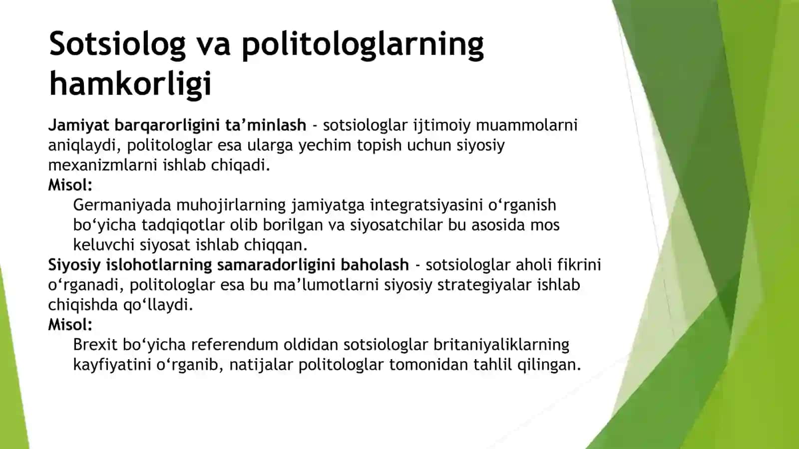 Ijtimoiy-siyosiy jarayonlarni tahlil etishda sotsiolog va politolog tandem. Sotsial va siyosiy jarayonlar umumiy va farqli  jihatlar 4