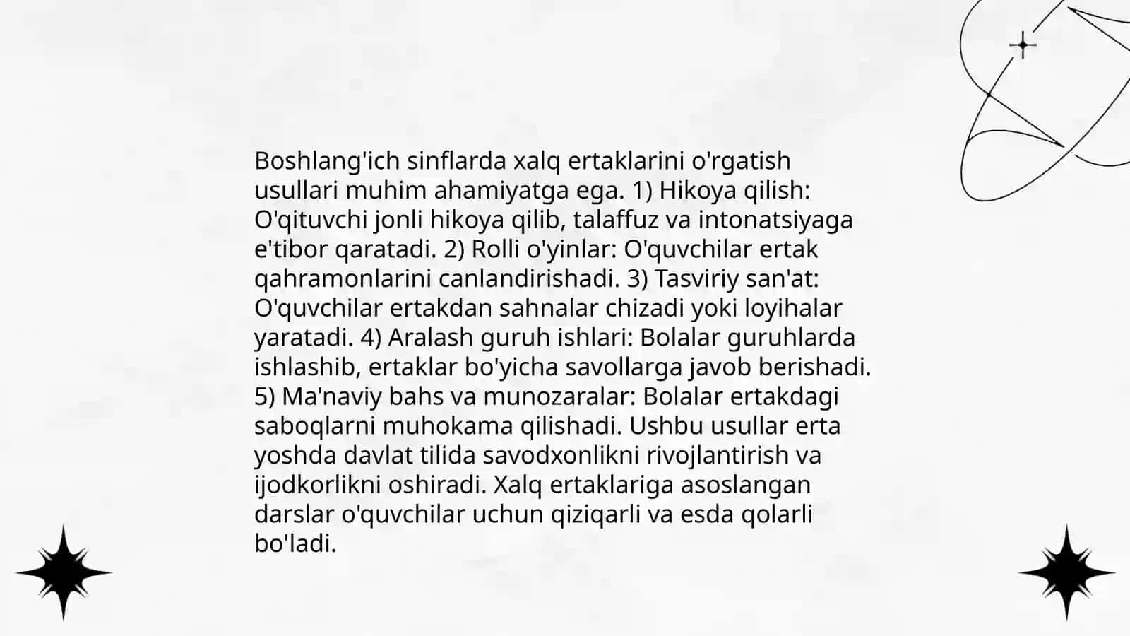 Boshlang'ich sinflarda xalq og'zaki ijodi ustida ishlash metodikasi 4