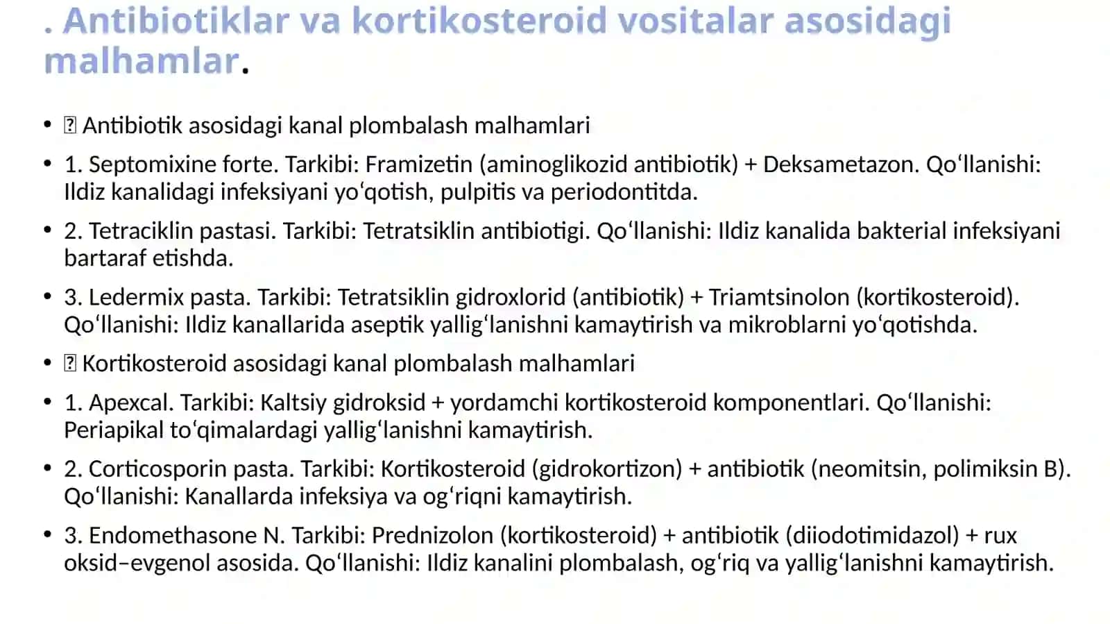 ildiz kanalini plombalashda qotmaydigan malhamlar 4