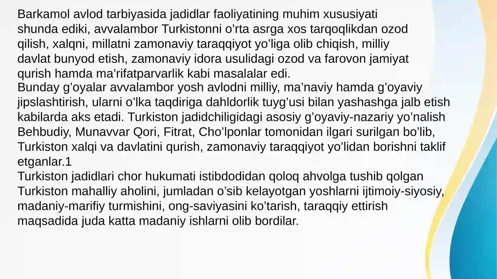 Jadidma’rifatparvarlariningo‘lkaijtimoiy-ma’naviyhayotidatutgano‘rni(MunavvarQori) 4
