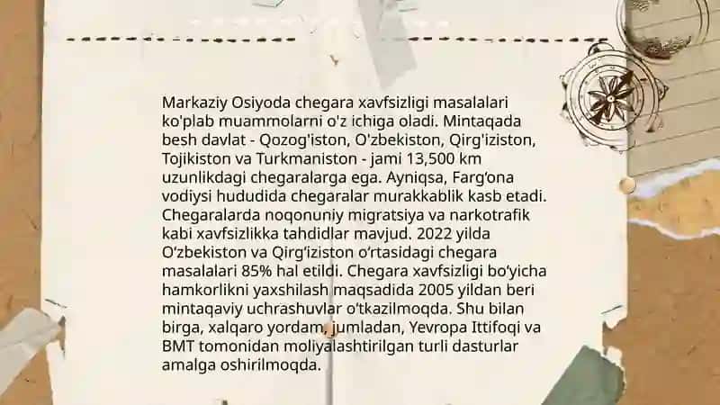 O'zbekistonning Markaziy Osiyoda tinchlik va barqarorlikni ta'minlashdagi o'rni 4