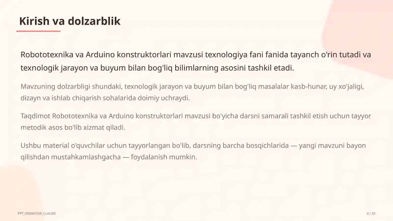Robototexnika va Arduino konstruktorlari (9-sinf) 4