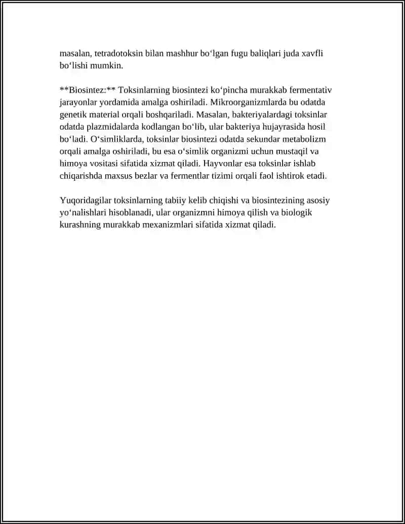 Toksinlarning kelib chiqishi va biosintezi 4
