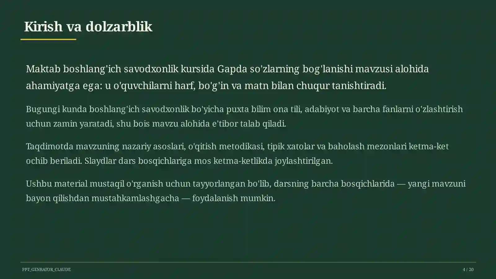 Gapda so'zlarning bog'lanishi (2-sinf) 4