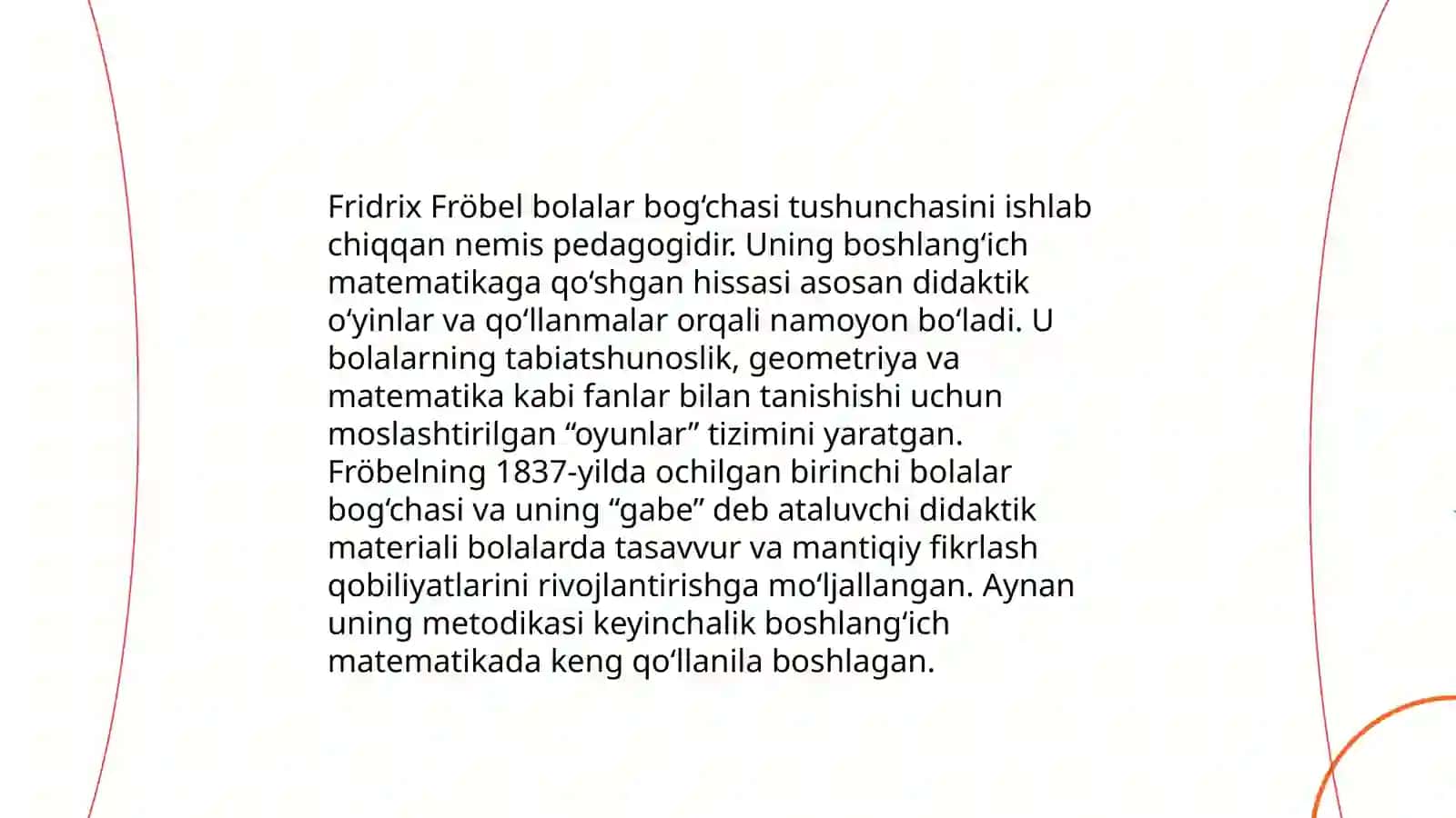 Frebelning elementar matematikaga qoʻshgan hissasi va frebelning sovgʻasi 4