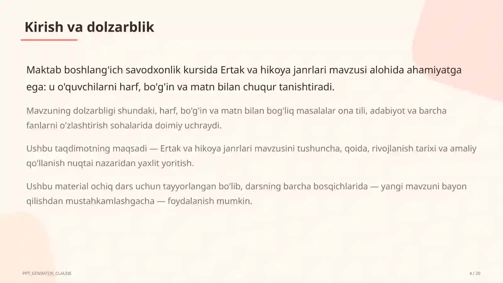 Ertak va hikoya janrlari (4-sinf) 4
