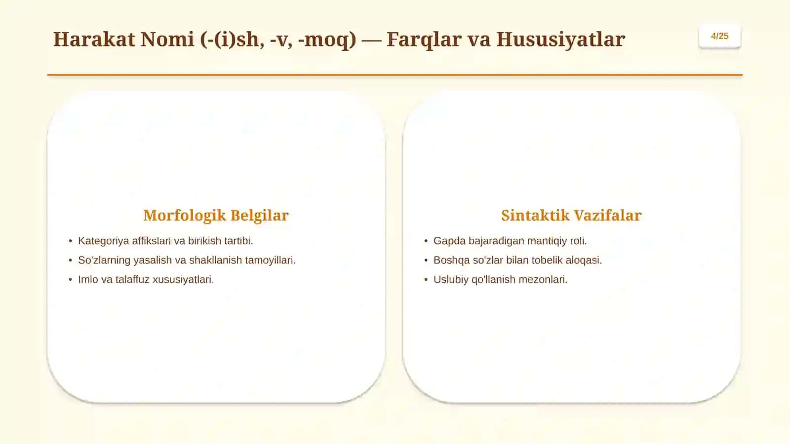 Fe'lning Vazifa Shakllari: Harakat Nomi, Sifatdosh, Ravishdosh 4