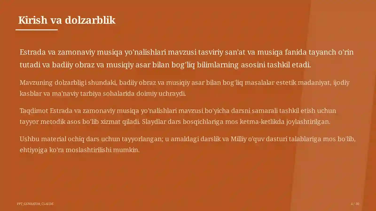 Tasviriy san'at va musiqa (1– 7) — ochiq dars uchun 4