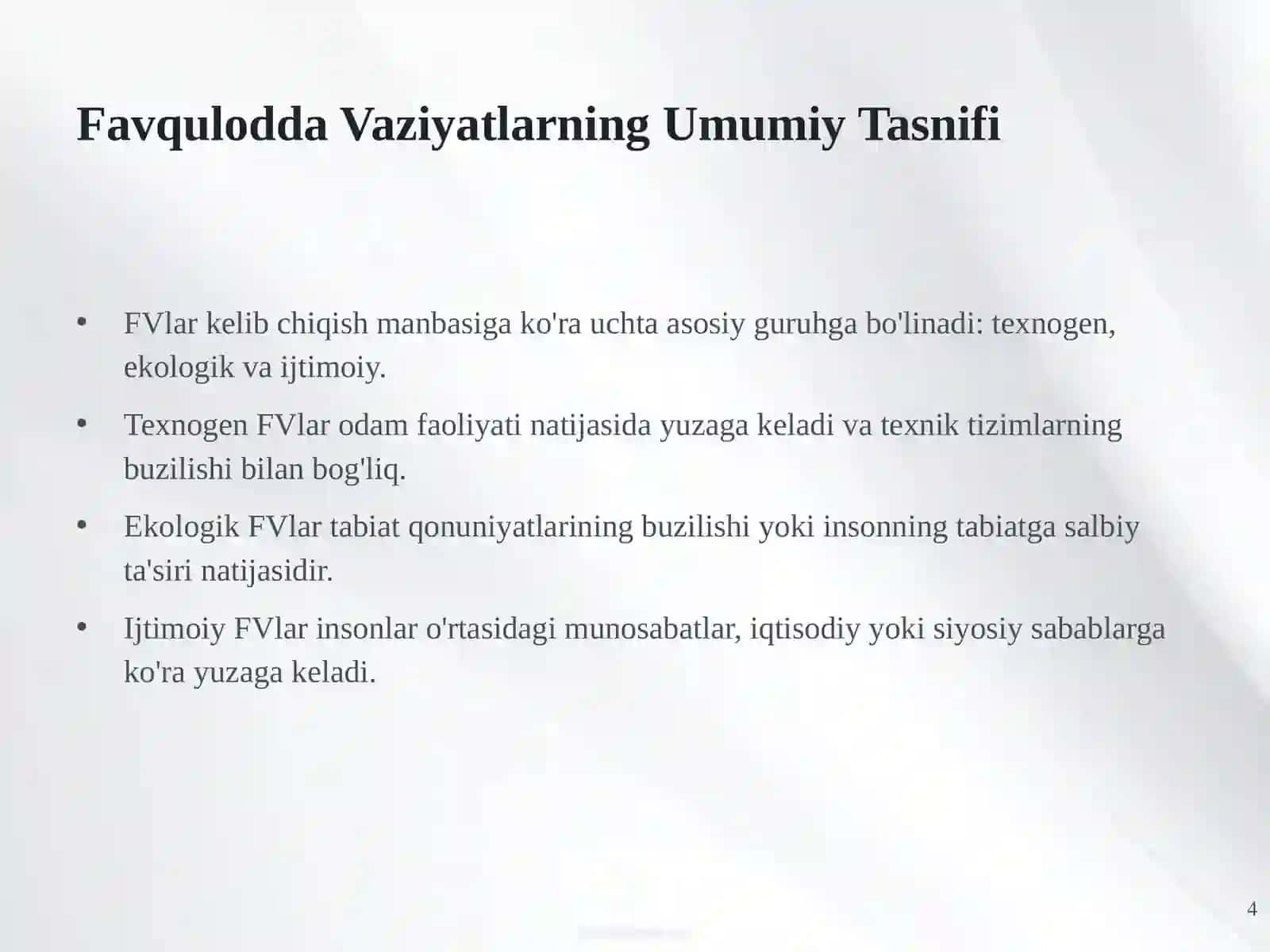 Favqulodda Vaziyatlar: Texnogen, Ekologik va Ijtimoiy Tahlil 4