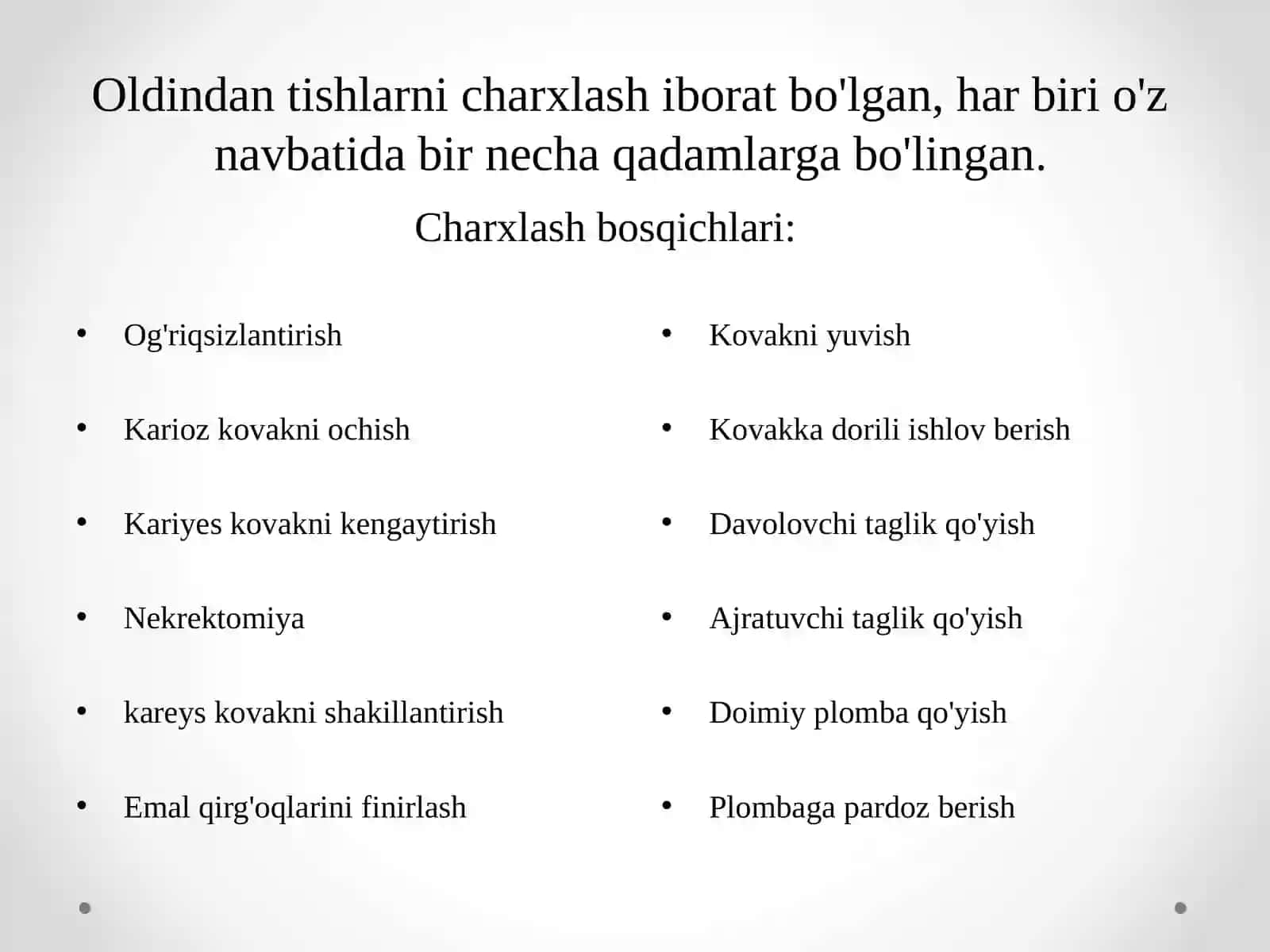 Preklinik restavratsion stomatologiya Tish qattiq to'qimalarini chixlash bosqichlari va tamoyillari 4