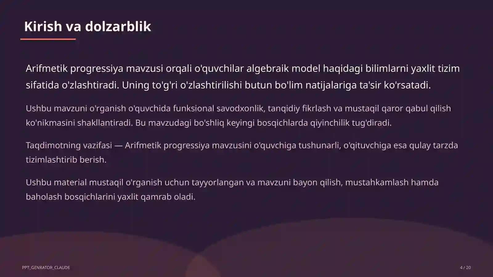 Arifmetik progressiya (9-sinf) 4