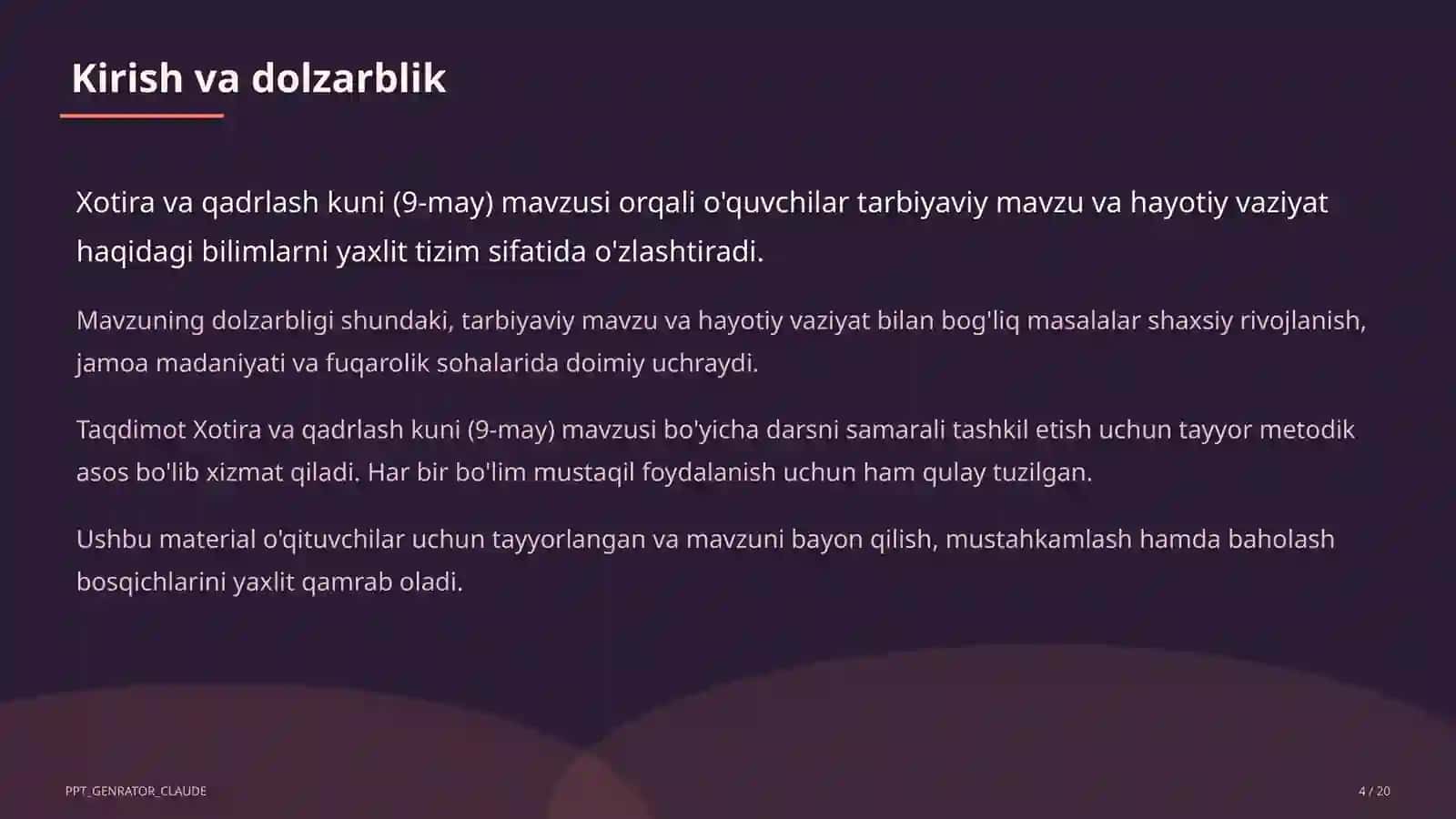 Sinf soati va tarbiyaviy tadbirlar 4