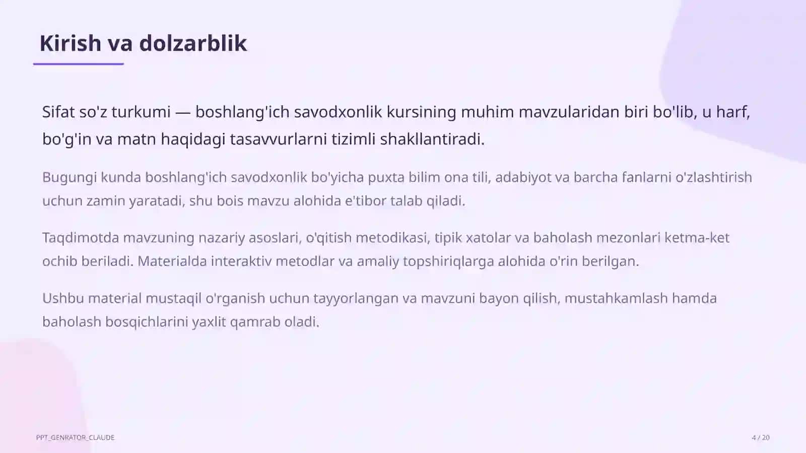 Sifat so'z turkumi (3-sinf) 4