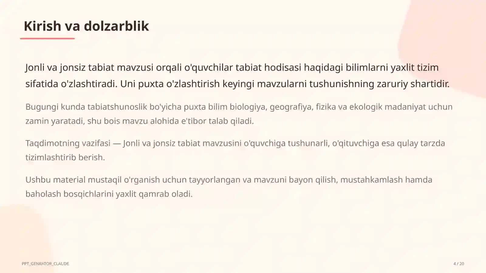 Jonli va jonsiz tabiat (2-sinf) 4
