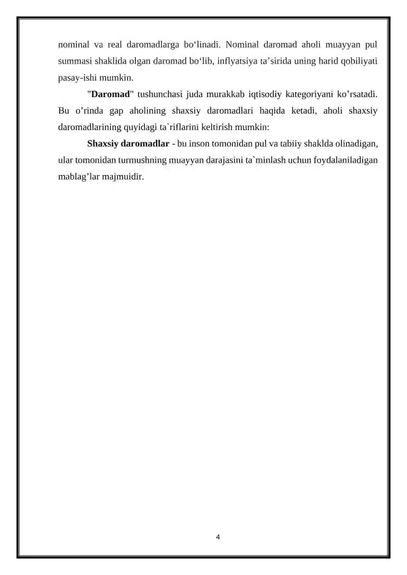 Aholi daromadlari, uning turlari va shakllanish manbalari 4