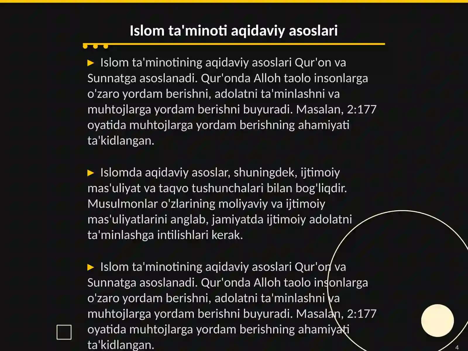 Islom taminoti aqidaviy yo'nalishlari 4