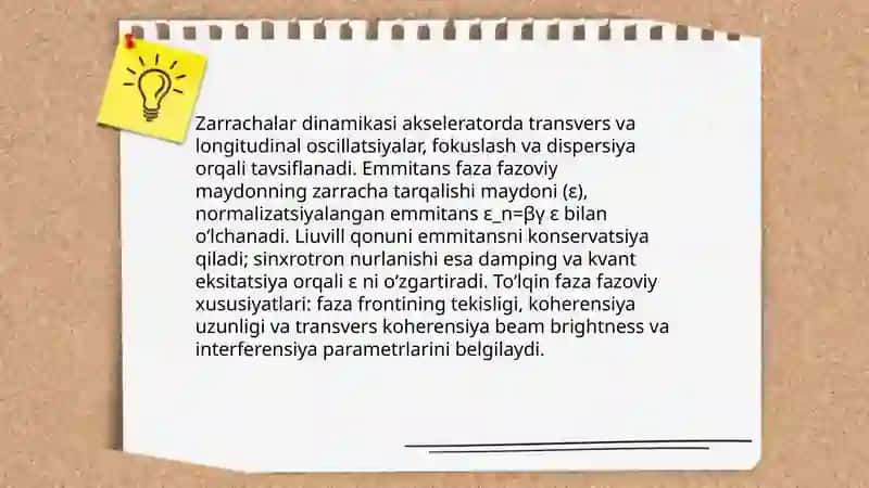 Tezlatgichlar. Sinxrotron nurlanishlar va ularning qo‘llanilishi 4