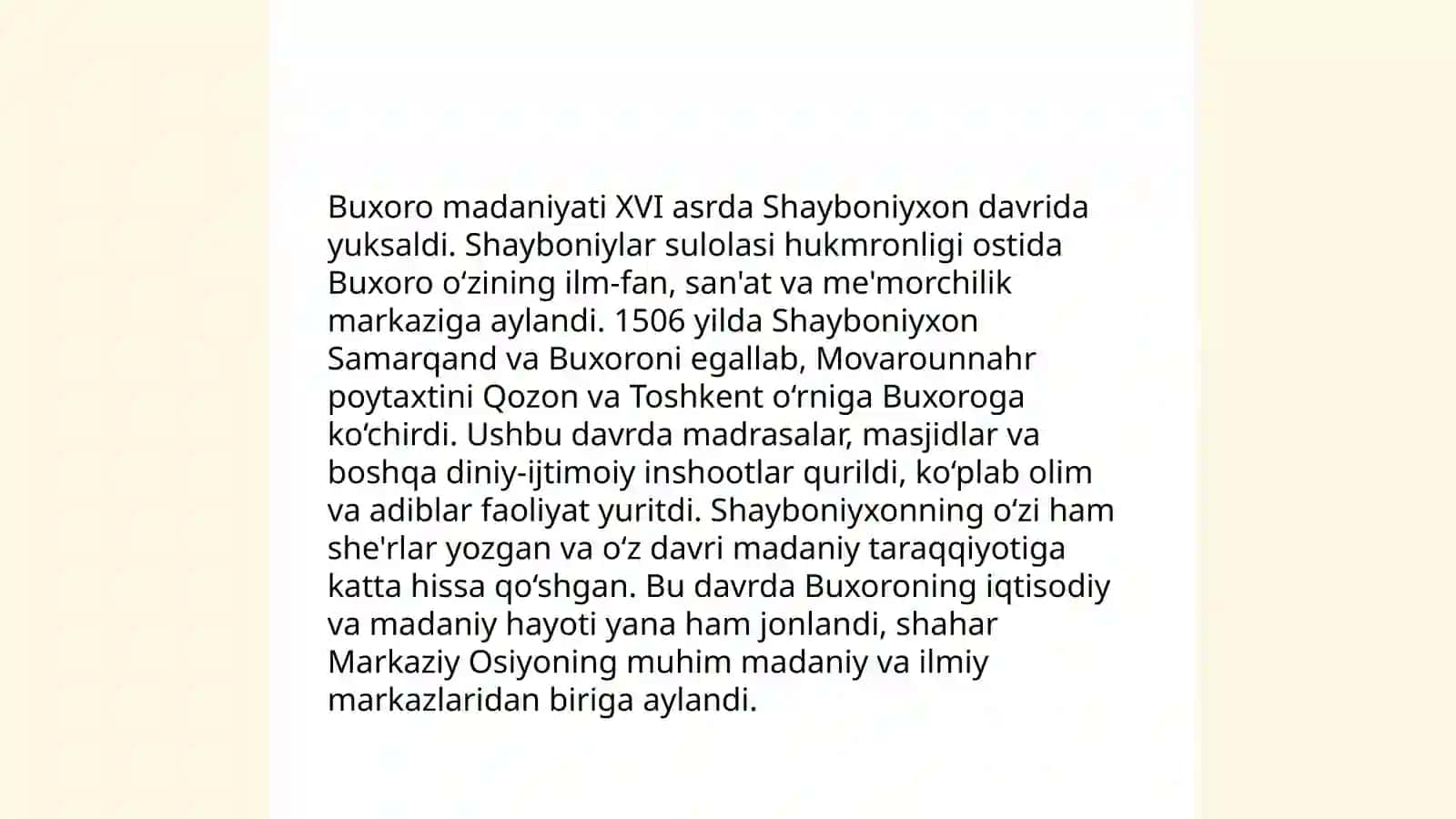 Buxoro adabiy muhitining o'ziga xos xususiyatlari.Shayboniyxon hayoti va ijodi 4