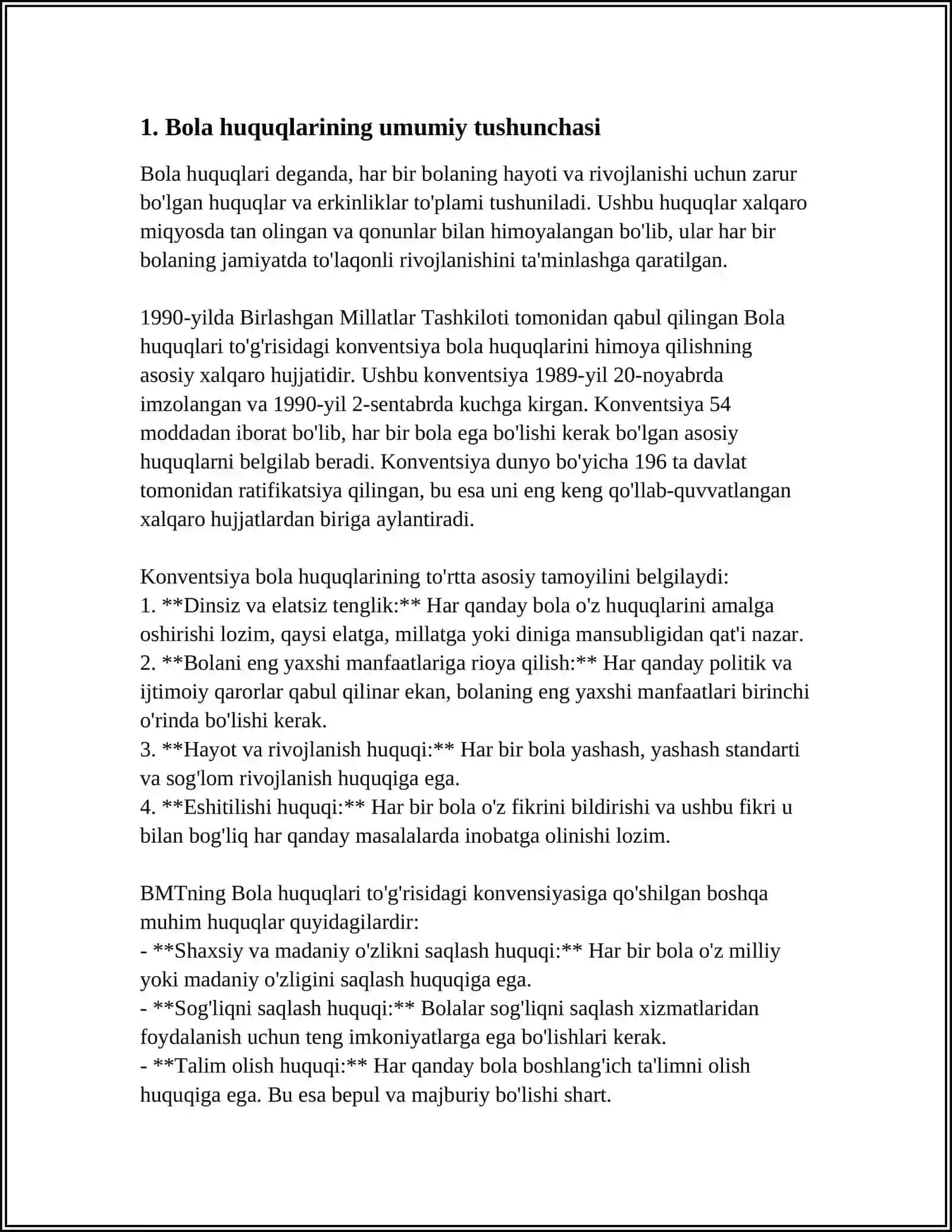 Mavzu: BOLA XUQUQLARI TOʻGʻRISIDAGI QONUN 4