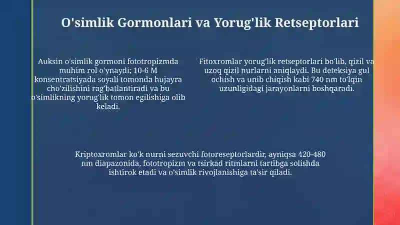 Fototropizm va Fotonastiya hodisasi tajriba darsi 4