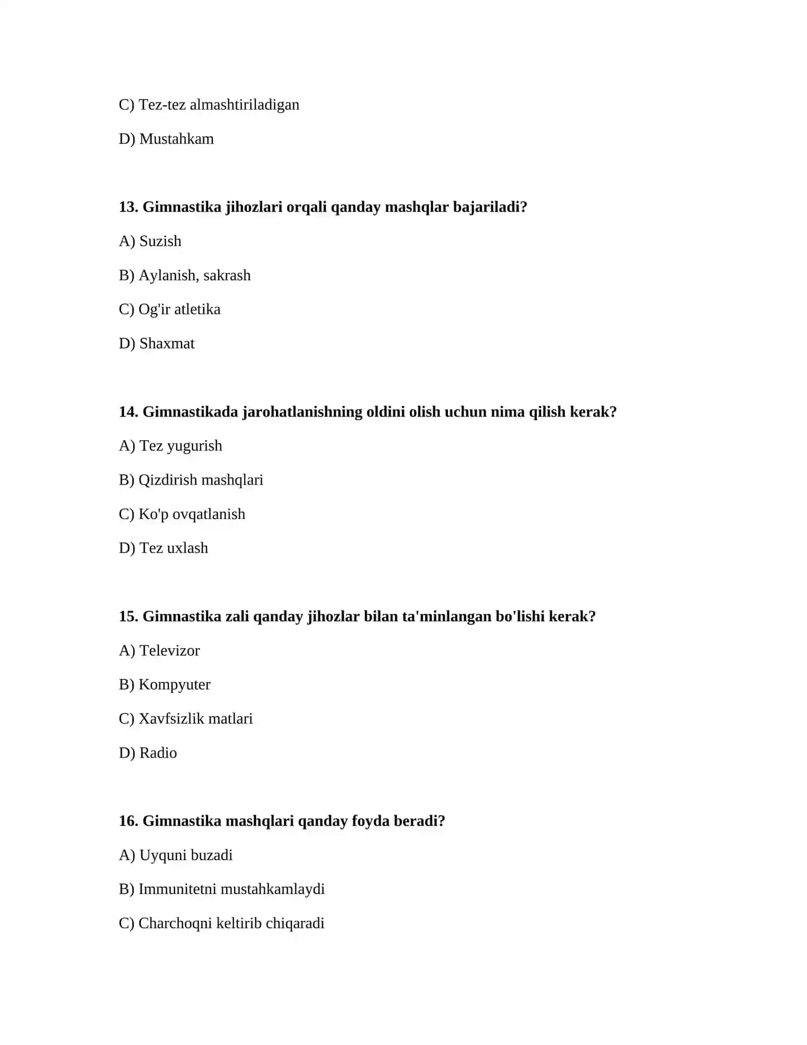 Xx asr universal sport inshootlarida gimnastika jihozlarining o‘rni qanday baholanadi? 4