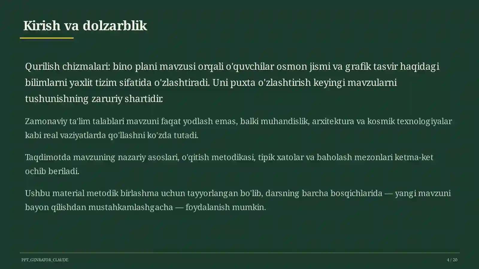 Qurilish chizmalari: bino plani (9-sinf) 4