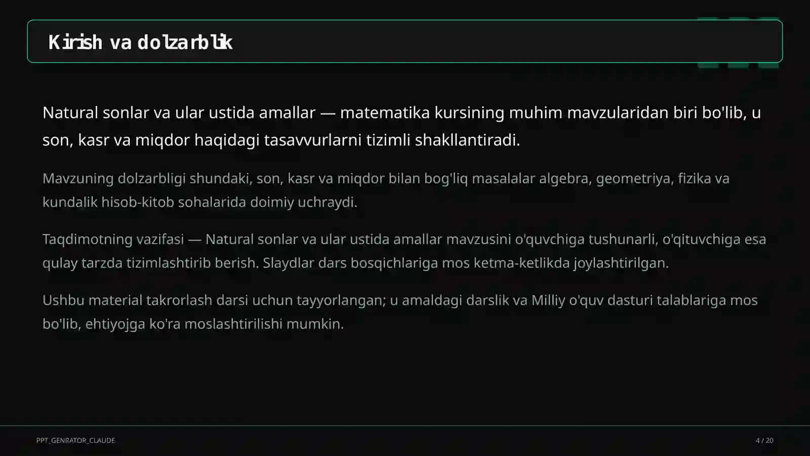 Natural sonlar va ular ustida amallar (5-sinf) 4